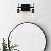Dewdrop Minimalist 2-Light Black Vanity Light Fixture with Clear Cylindrical Glass Shades for Bathroom ETL Certified - 3 of 4