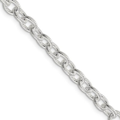 Black Bow Jewelry 6.25mm, Sterling Silver Fancy Solid Rolo Chain Necklace