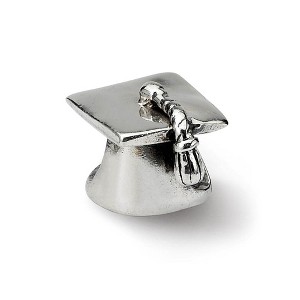 Black Bow Jewelry Sterling Silver Graduation Cap Bead Charm - 1 of 3