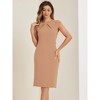 INSPIRE CHIC Women's Elegant Business Round Neck Belted Cap Sleeve Work Sheath Dresses - 4 of 4