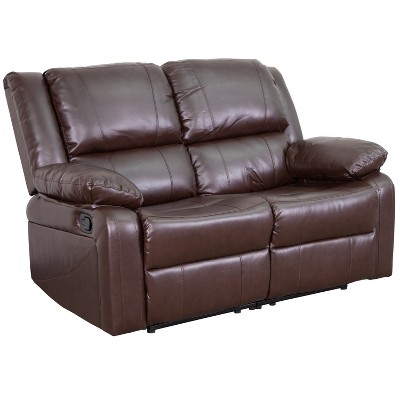 Recliner Loveseat Leather Brown - Riverstone Furniture