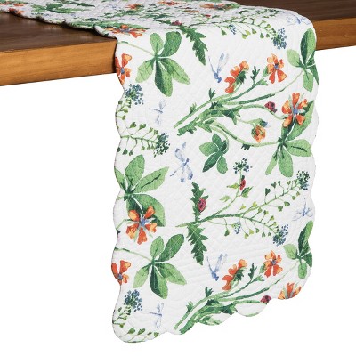 Scalloped Cotton Floral Rectangle Table Runner