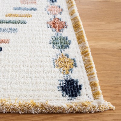 Ivory and Multicolor Hand-Knotted Wool Area Rug 4' x 6'