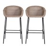 Set of 4 Outdoor PE Rattan Barstools,Metal Bar Stools with Armrests and Footrest,UV Resistant Patio Bar Chairs for Garden or Balcony-Coolbibila - 2 of 4