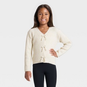 Girls' Ribbed Bow Cardigan - Cat & Jack™ - 1 of 3