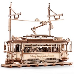 ROBOTIME 3D Puzzle Classic City Tram Car Mechanical Gear Model Kit, Beige, 11.3"*6.49"*9.72" - 1 of 4