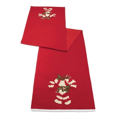 Embroidered Candy Cane Table Runner 72"L