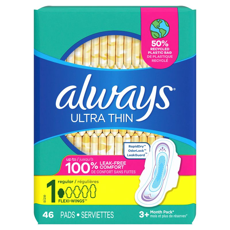 Always Ultra Thin Pads - Regular Absorbency - Size 1, 3 of 11