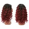 Unique Bargains Women's Halloween Long Body Wave Lace Front Wigs with Wig Cap 20" Black Gradient Wine Red 1PC - image 3 of 4