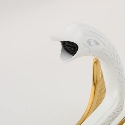 White and Gold Swan Single Handle Bathroom Vessel Faucet