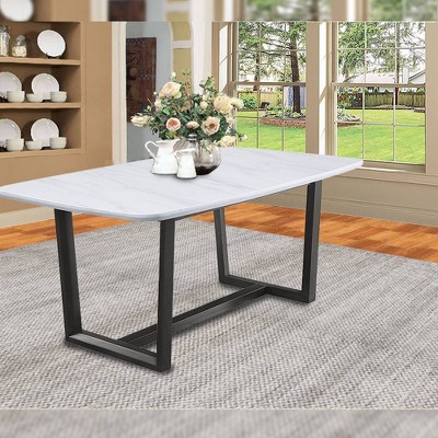 72" Madan Dining Table - Marble/Weathered Gray Finish - Acme Furniture