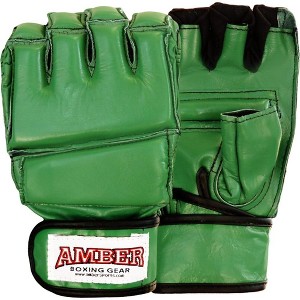 Amber Fight Gear Premium Leather Grappling Gloves – Enhanced Grip, Wrist Support, Breathable Comfort for MMA & Clinch Fighting, Green, Medium - 1 of 1