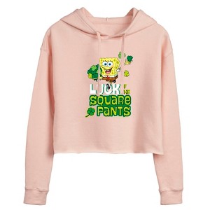 Women's - SpongeBob SquarePants - Luck Of The Square Pants Cropped Graphic Hoodie - 1 of 4