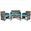 Tangkula 8-Piece Outdoor Patio Furniture Set Rattan Wicker Conversation Sofa Set - 4 of 4