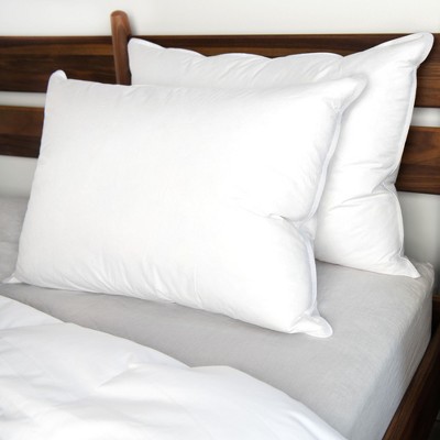 King Size Firm White Duck Feather and Down Bed Pillow Set