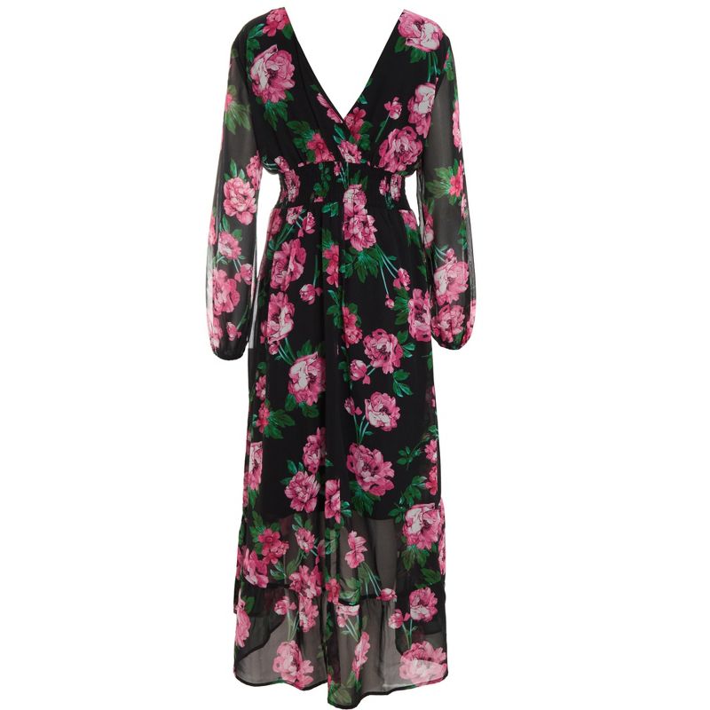 QUIZ Women's Floral Chiffon Dip Hem Midi Dress, 6 of 7