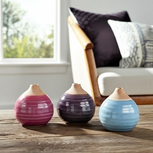 Sagebrook Home Set of 3 Glazed Bud Vases Group of Ceramic Flower Vases Decorative Table - 1 of 4