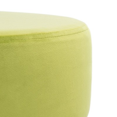 Abrea Pear Velvet Round Ottoman with Gold Hairpin Legs