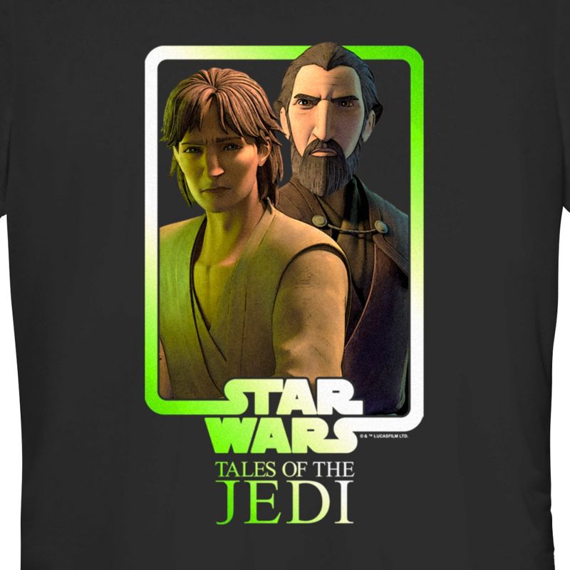 Juniors Womens Star Wars: Tales of the Jedi Count Dooku and Qui-Gon Jinn Duo T-Shirt, 2 of 5