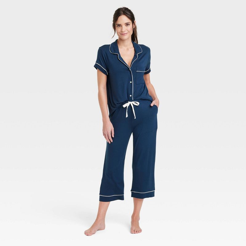 Women&#39;s Beautifully Soft Short Sleeve Notch Collar Top and Pants Pajama Set - Stars Above&#8482;, 1 of 8