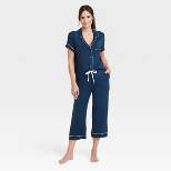 Women's Beautifully Soft Short Sleeve Notch Collar Top and Pants Pajama Set - Stars Above™