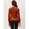Allegra K Women's Velvet Crew Neck Puff Long Sleeve Rib Velour Blouse - 3 of 4