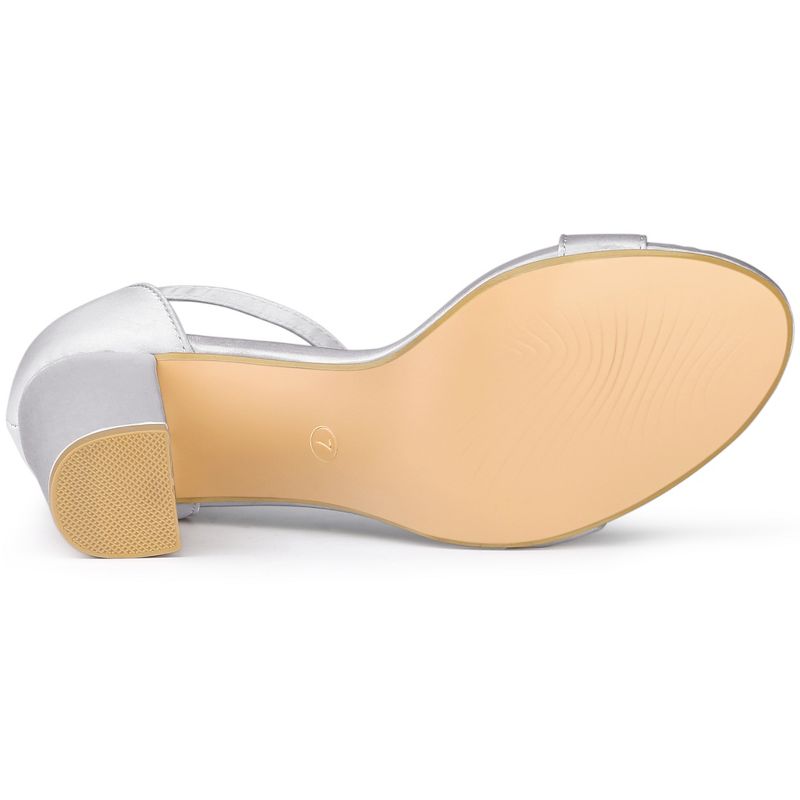 Allegra K Women's Satin Open Toe Ankle Strap Chunky Sandals, 5 of 7