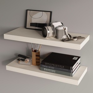 INFURNIC Decorative Wall Shelf Floating Shelf Set of 2 with Large Display Area for Modern Spaces Easy Installation, White, 9.8"*31.5"*1.5" - 1 of 4