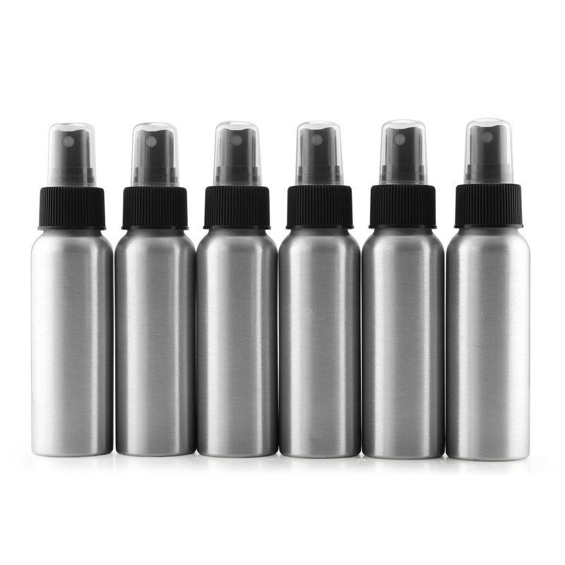 Cornucopia Brands 2oz Aluminum Fine Mist Spray Bottles, 6pk; Empty Mini Metal Atomizer Bottles, 2.75oz Travel, Purse, and Sample Size, 1 of 7
