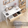 Tangkula White Computer Desk with Storage Wood Modern Writing Desk Large Drawer & Rubber Wood Legs Study Desk for Small Space - 4 of 4