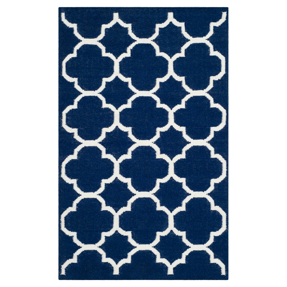 York Dhurrie Accent Rug - Navy / Ivory (3'x5') - Safavieh