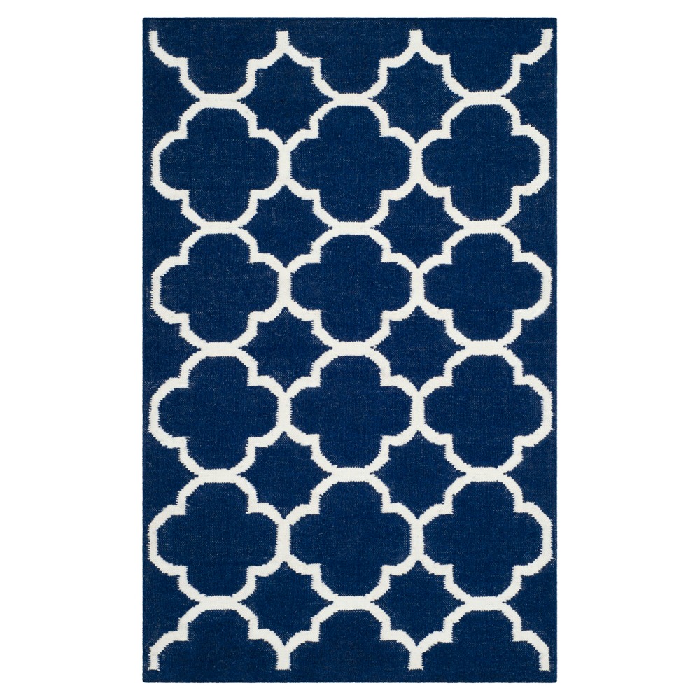 York Dhurrie Accent Rug - Navy / Ivory (3'x5') - Safavieh