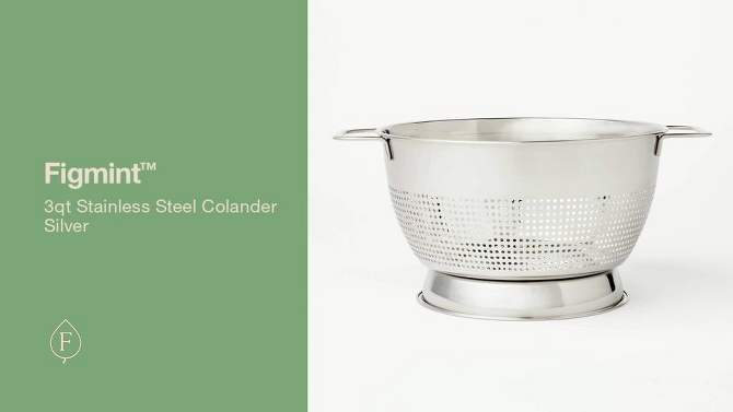 3qt Stainless Steel Colander Silver - Figmint&#8482;, 2 of 5, play video