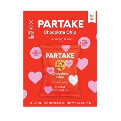 Partake Crunchy Mini Chocolate Chip Cookie Snack Packs - 6.7oz/10ct : Target