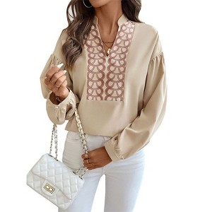 Womens Long Sleeve Tops Business Casual Blouses Dressy Work Office Summer Flowy Shirt Outfits - 1 of 4