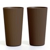 FONTOI 2PCS Round Tall Planter Pot with Drainage Holes, Indoor Outdoor Flower Planters for Garden Living Room Backyard, Brown, 13"*23.6"*13" - 4 of 4