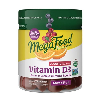 MegaFood Organic D3 Wellness Gummies - Mixed Fruit - 70ct