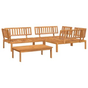 vidaXL Patio Pallet Sofa Set - 4 Piece Outdoor Conversation Set - Solid Acacia Wood Garden Furniture - Brown - 1 of 4