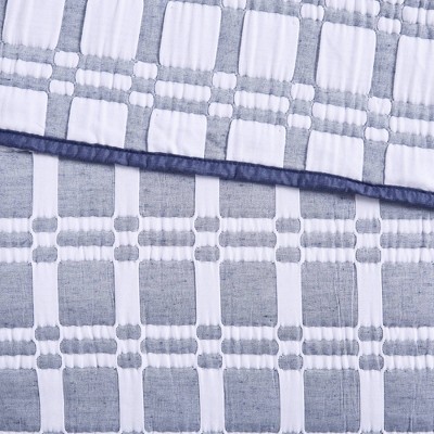 Indigo Full Microfiber Reversible Matelasse Coverlet Set