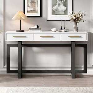 KIGFTSOD White Elegant Console Table with Three Drawers, Extra Long Entryway Table for Entryway, Hallway, Living Room, Foyer, Corridor - 1 of 4
