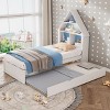 Cute Bed Frame With Trundle Bed,Children's Beds With Storage,Bookcase Headboard,Intelligent Induction Lamp,House Shaped Bed Frame-Cuddlewood - 2 of 4