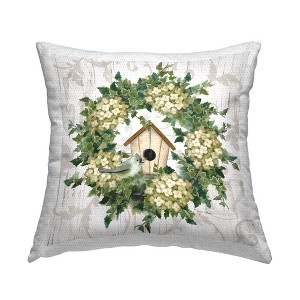 Stupell Industries Spring Birdhouse Wreath Outdoor Decorative Throw Pillow, 18 x 18 - 1 of 3