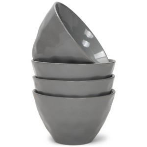 Elanze Designs Dimpled Ceramic 5.5 inch Contemporary Serving Bowls Set of 4, Charcoal Grey - 1 of 4