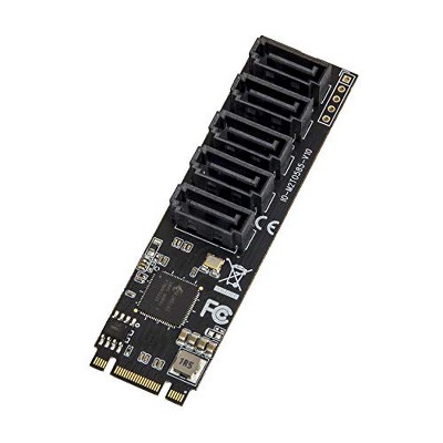 IO Crest Internal 5 Port Non-Raid SATA III 6GB/s M.2 B+M Key Adapter Card for Desktop PC Support SSD and HDD. JMB585 Chipset