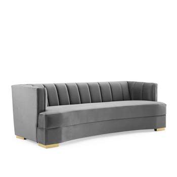 Encompass Channel Tufted Performance Velvet Curved Sofa Gray - Modway