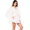 Anna-Kaci Lounge Women's Heart Print Lounge Set with Open Front Shirt, Tie Waist Shorts, and Matching Belt- Pink,Small - 3 of 4