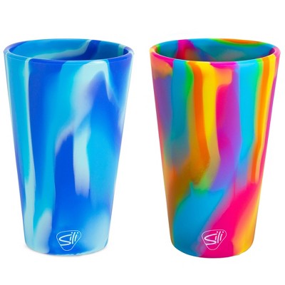 Silipint: Silicone Pint Glasses: 2 Pack - Hippie Hops & Arctic Sky -16oz