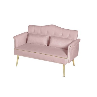 NicBex 2 Seater Loveseat Sofa Modern Upholstered Loveseat Couch with Tufted Back and Metal Legs Suitable for Living Room,Apartment