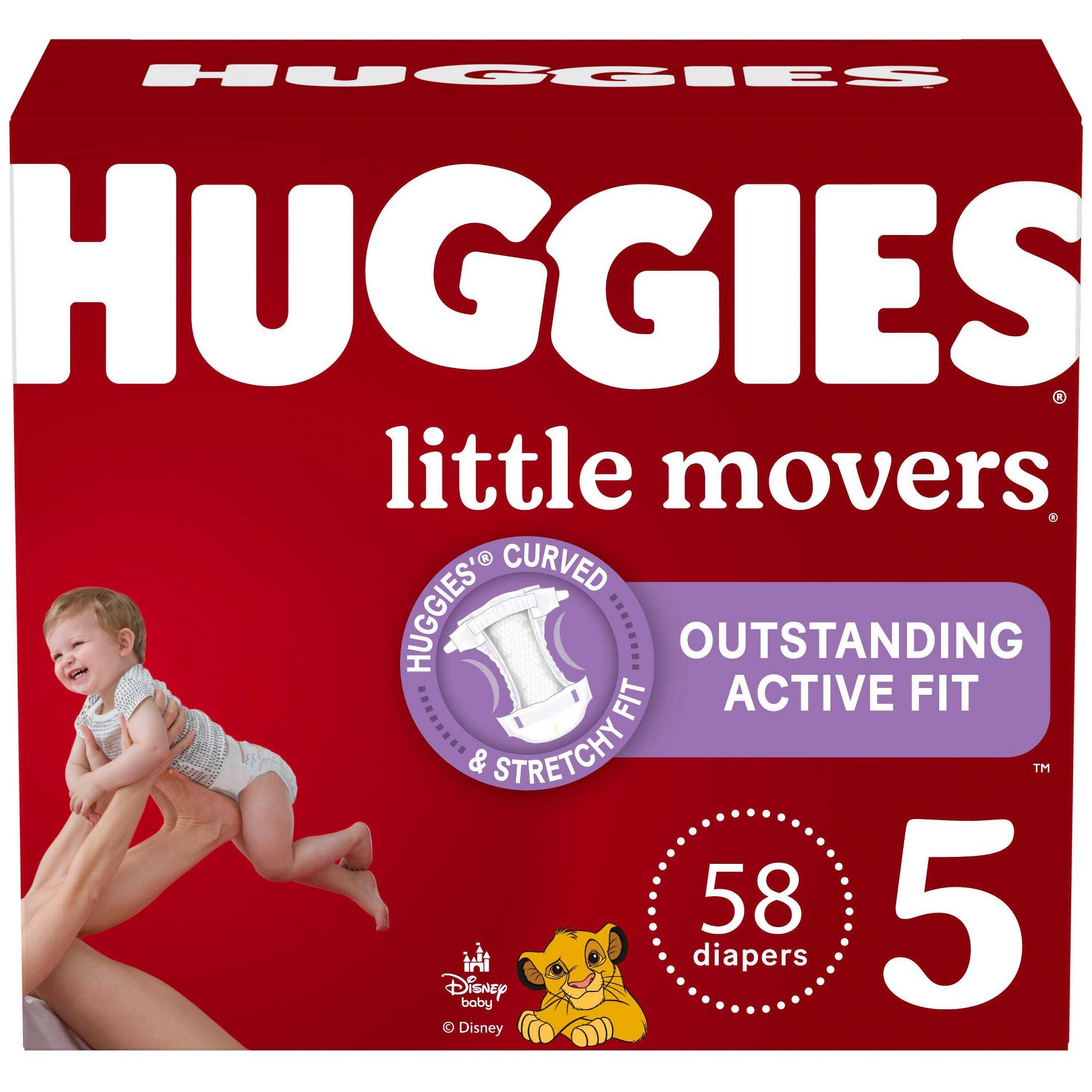 Huggies Little Movers Active Fit Diapers - Size 5 - 58ct