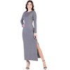 Womens Boat Neck Long Sleeve Side Slit Fitted A-Line Maxi Dress - 24seven Comfort Apparel™ - 2 of 4